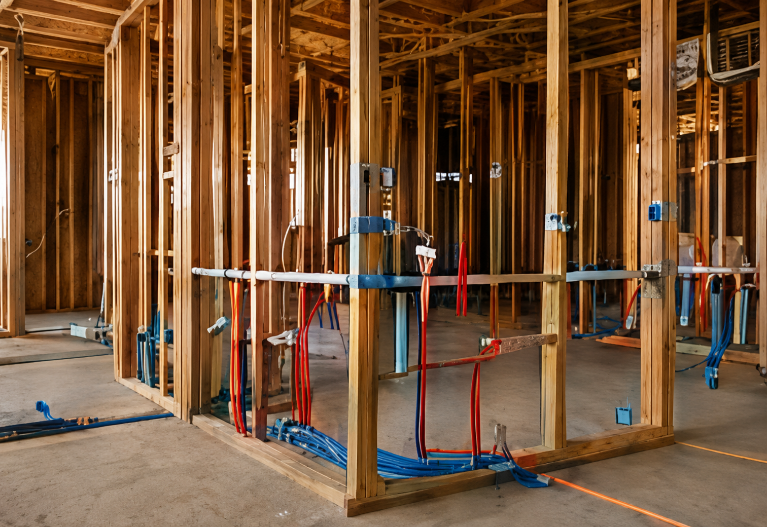 Plumbing rough-in during residential framing