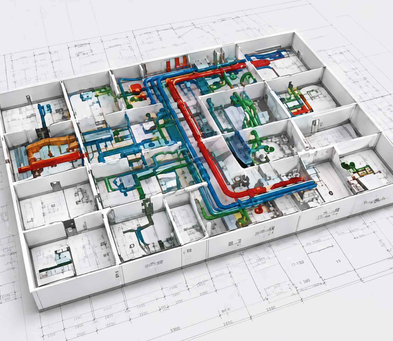 3D BIM model of building mechanical systems