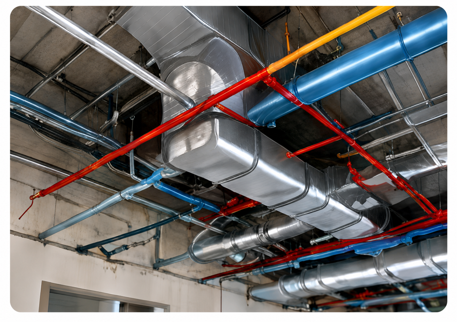 Ceiling ductwork coordinated with MEP systems
